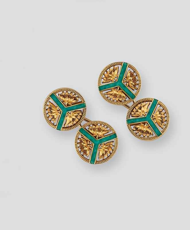PAIRE DE BOUTONS DE MANCHETTES en or jaune...