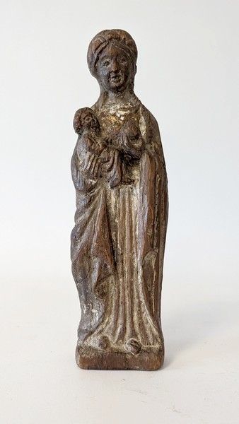 VIERGE A L'ENFANT en bois sculpté en haut...