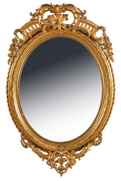 GRAND MIROIR ovale dans un cadre en bois...