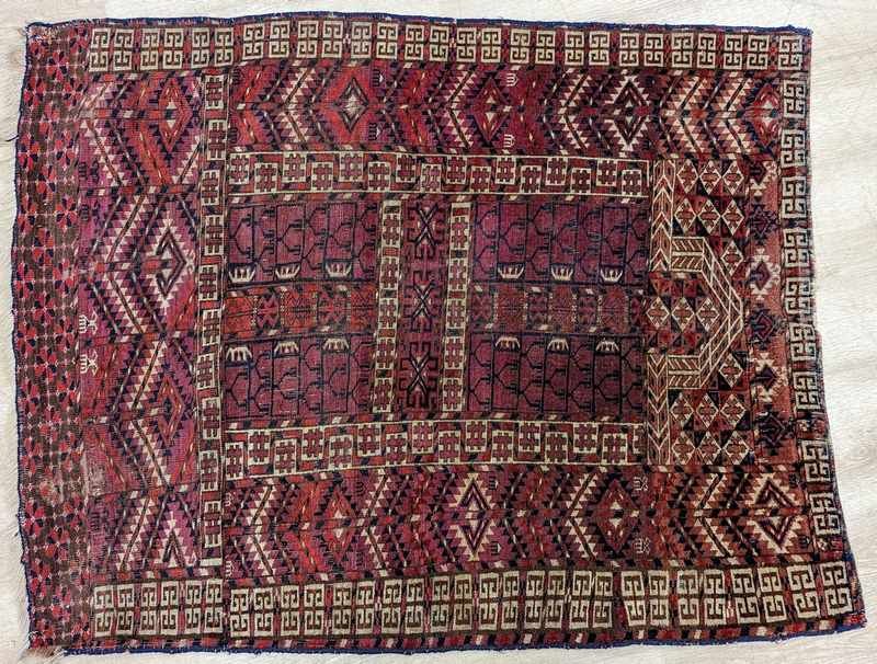 TAPIS rectangulaire en laine polychrome finement...