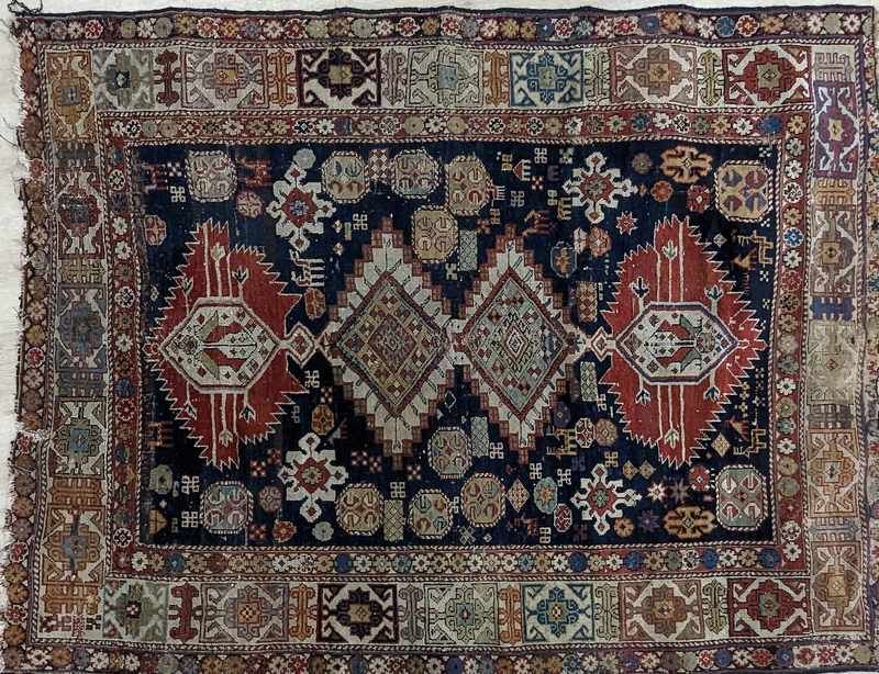 TAPIS rectangulaire en laine polychrome à...