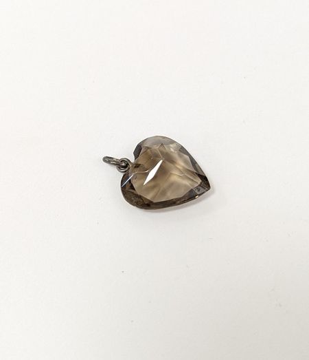 PENDENTIF CŒUR en argent et quartz fumé.