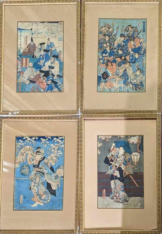 QUATRE ESTAMPES JAPONAISES représentant des...