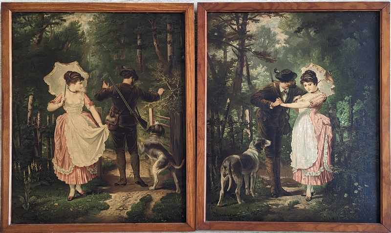 CINQ CHROMOLITHOGRAPHIES principalement sur...