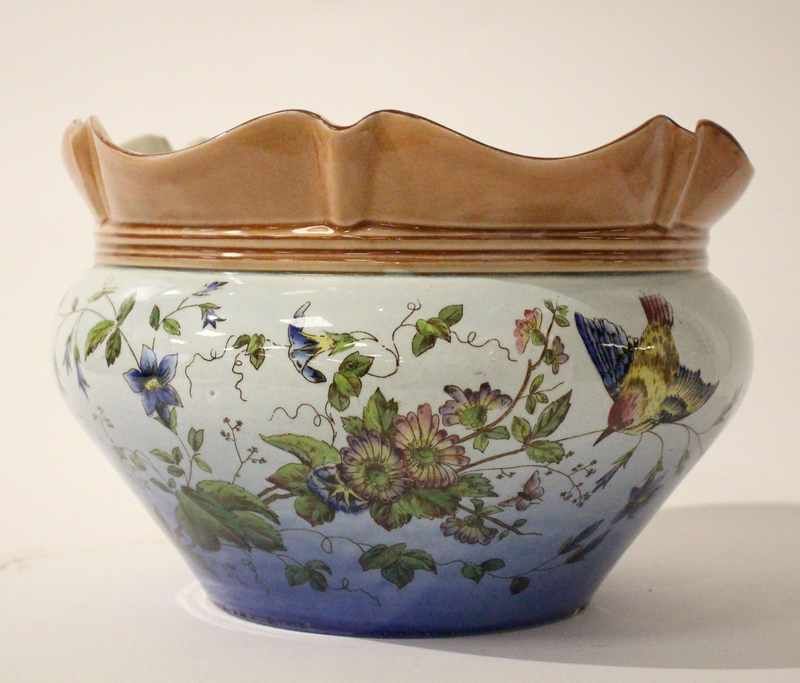 CACHE-POT en céramique émaillée polychrome...