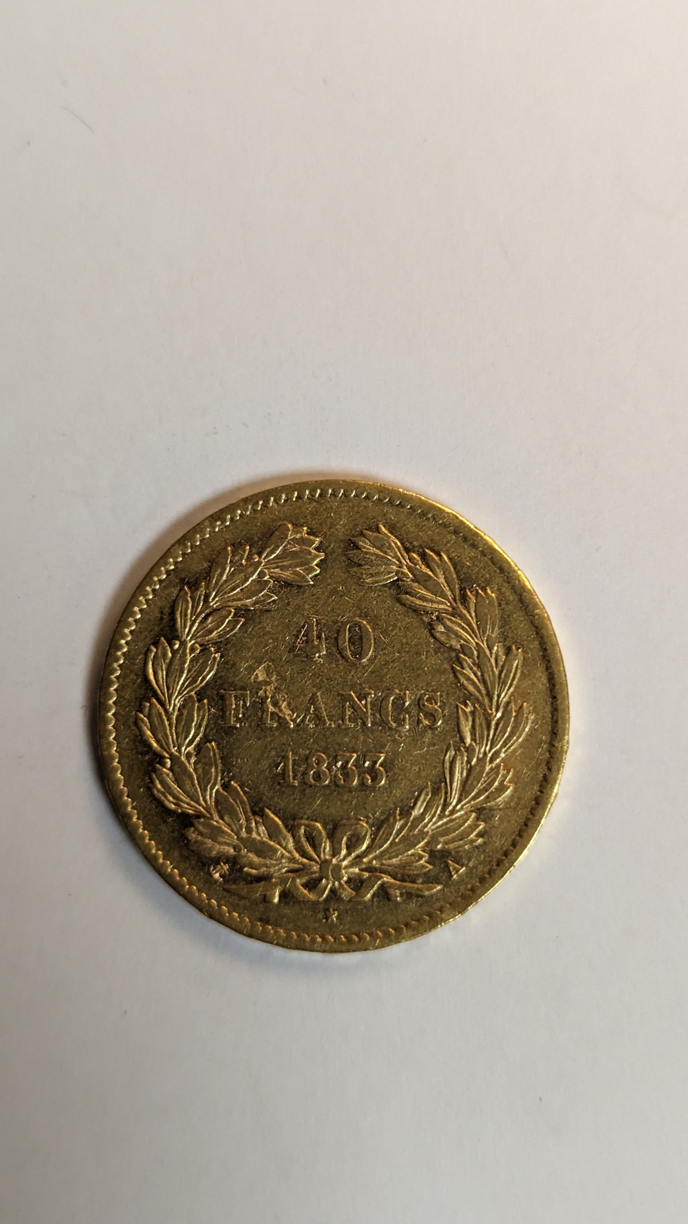 1 PIECE DE 40 FRANCS en or. Graveur Domard....