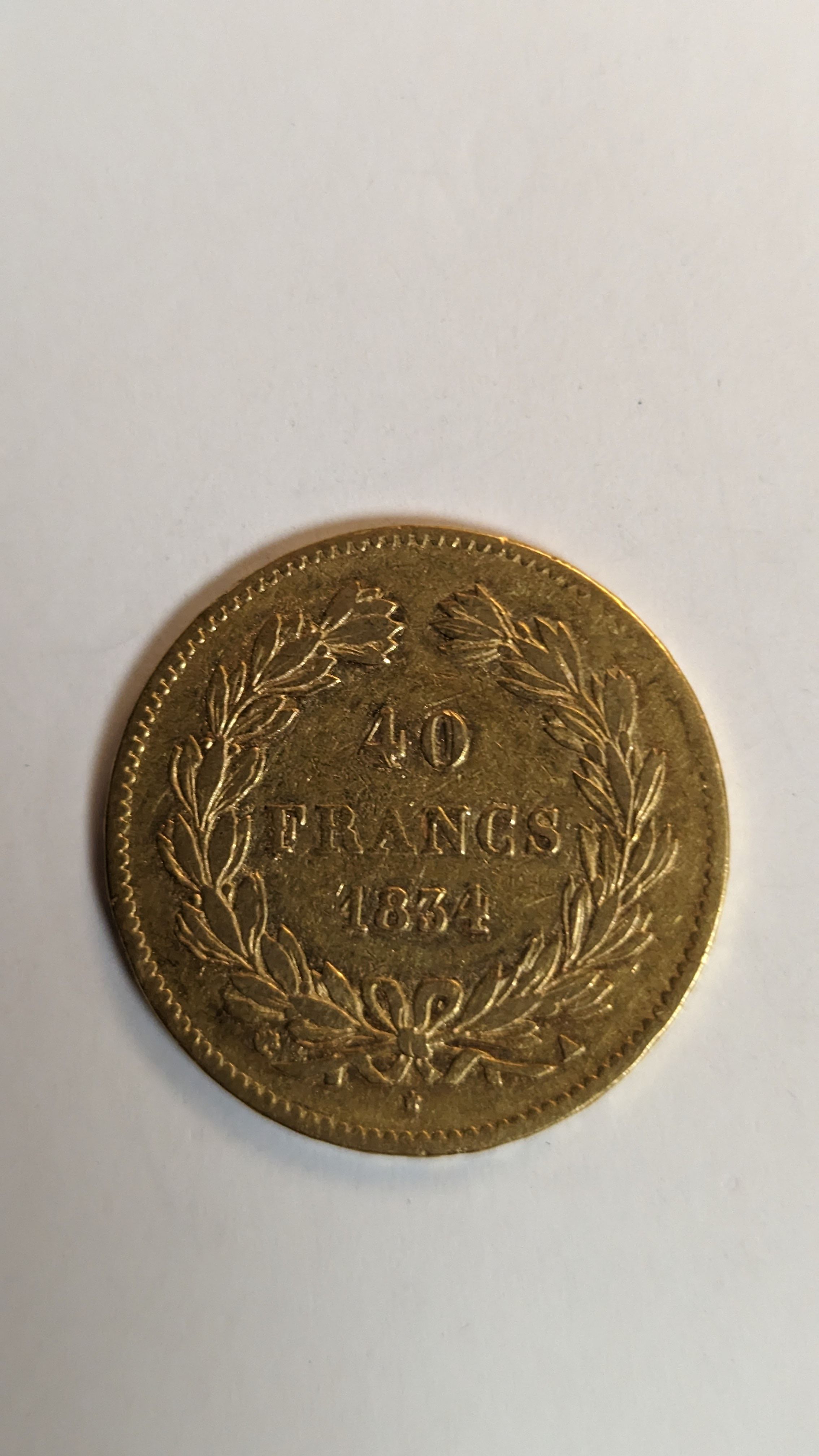 1 PIECE DE 40 FRANCS en or. Graveur Domard....
