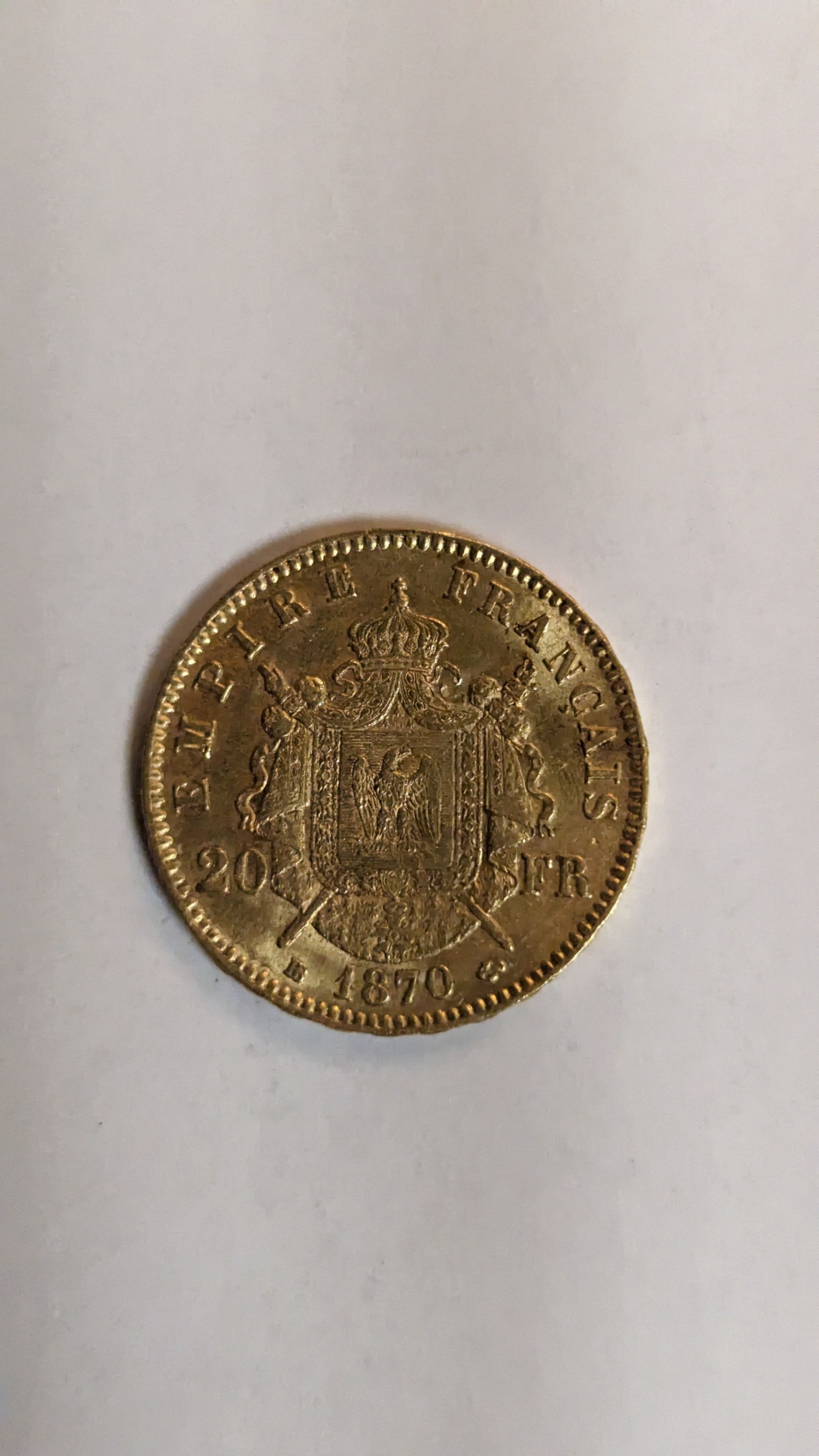 1 PIECE DE 20 FRANCS en or. Graveur Barre....