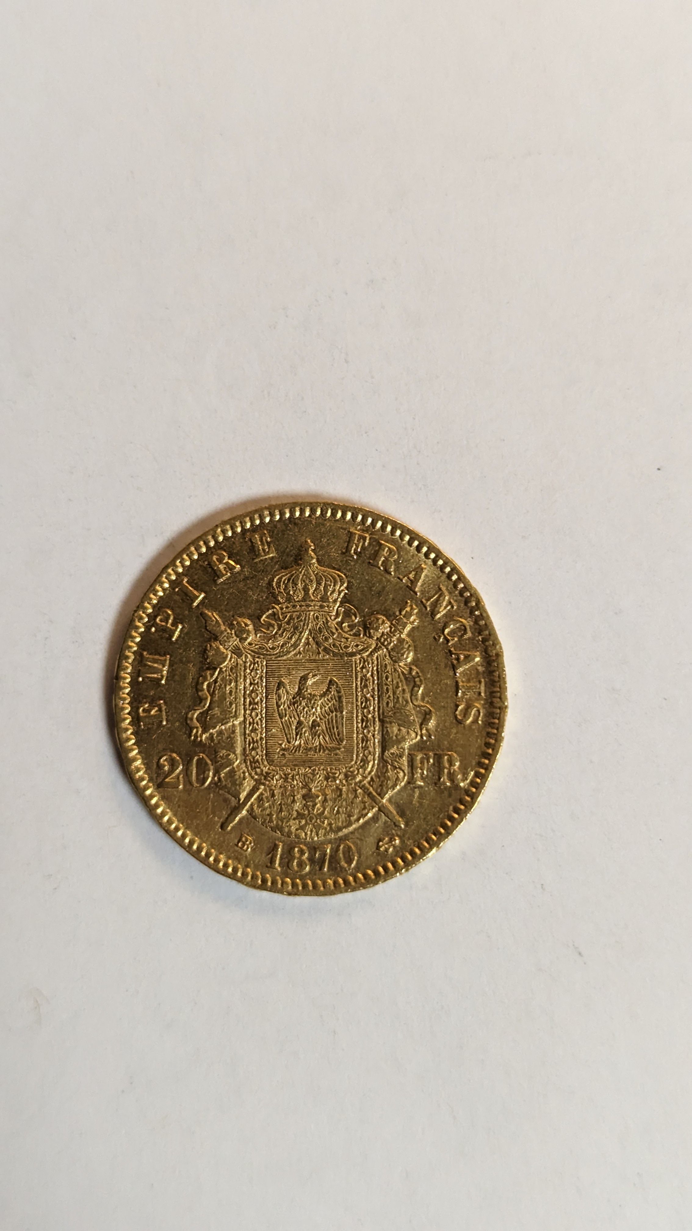 1 PIECE DE 20 FRANCS en or. Graveur Barre....