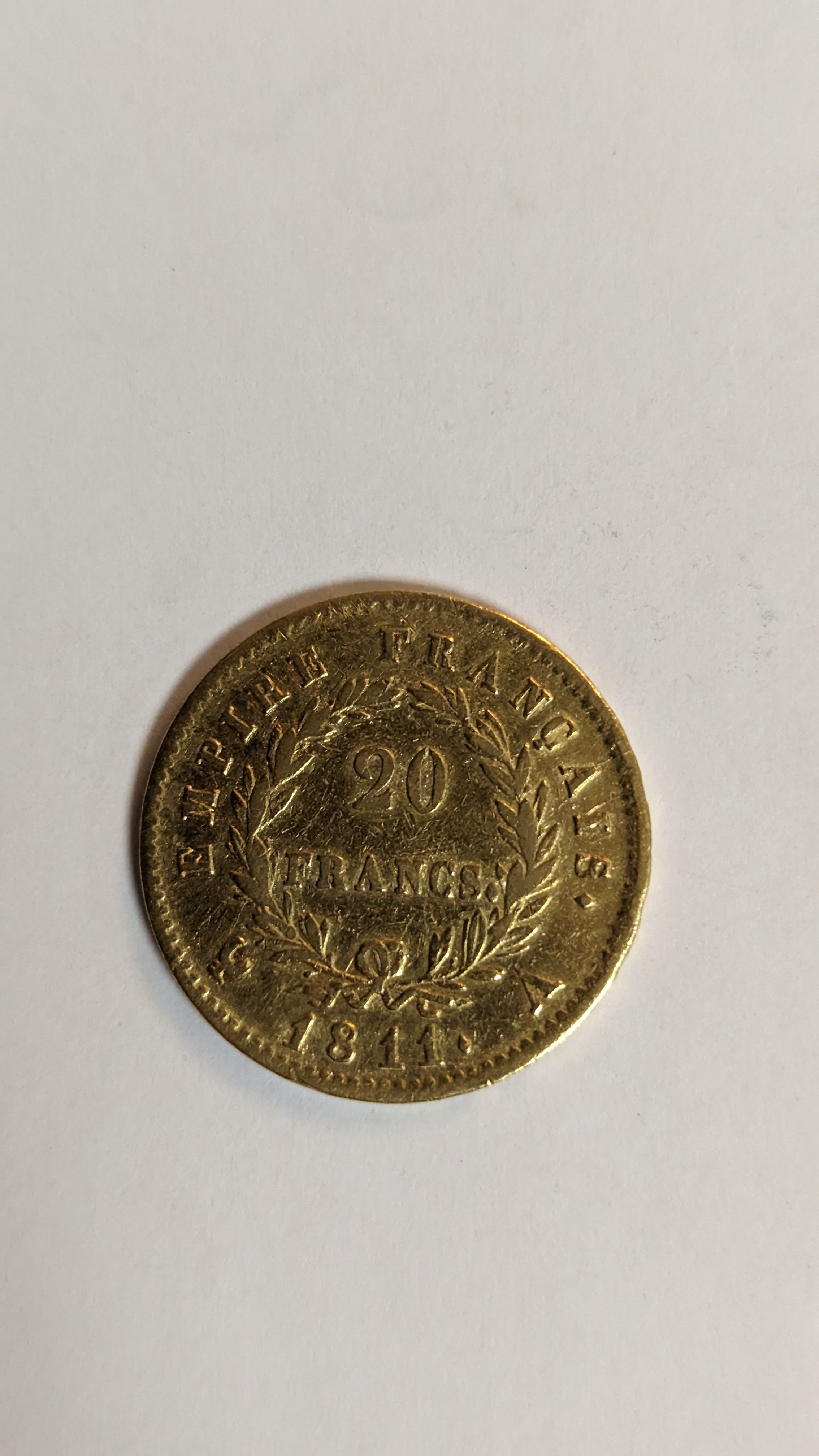 1 PIECE DE 20 FRANCS en or. Graveur Droz....