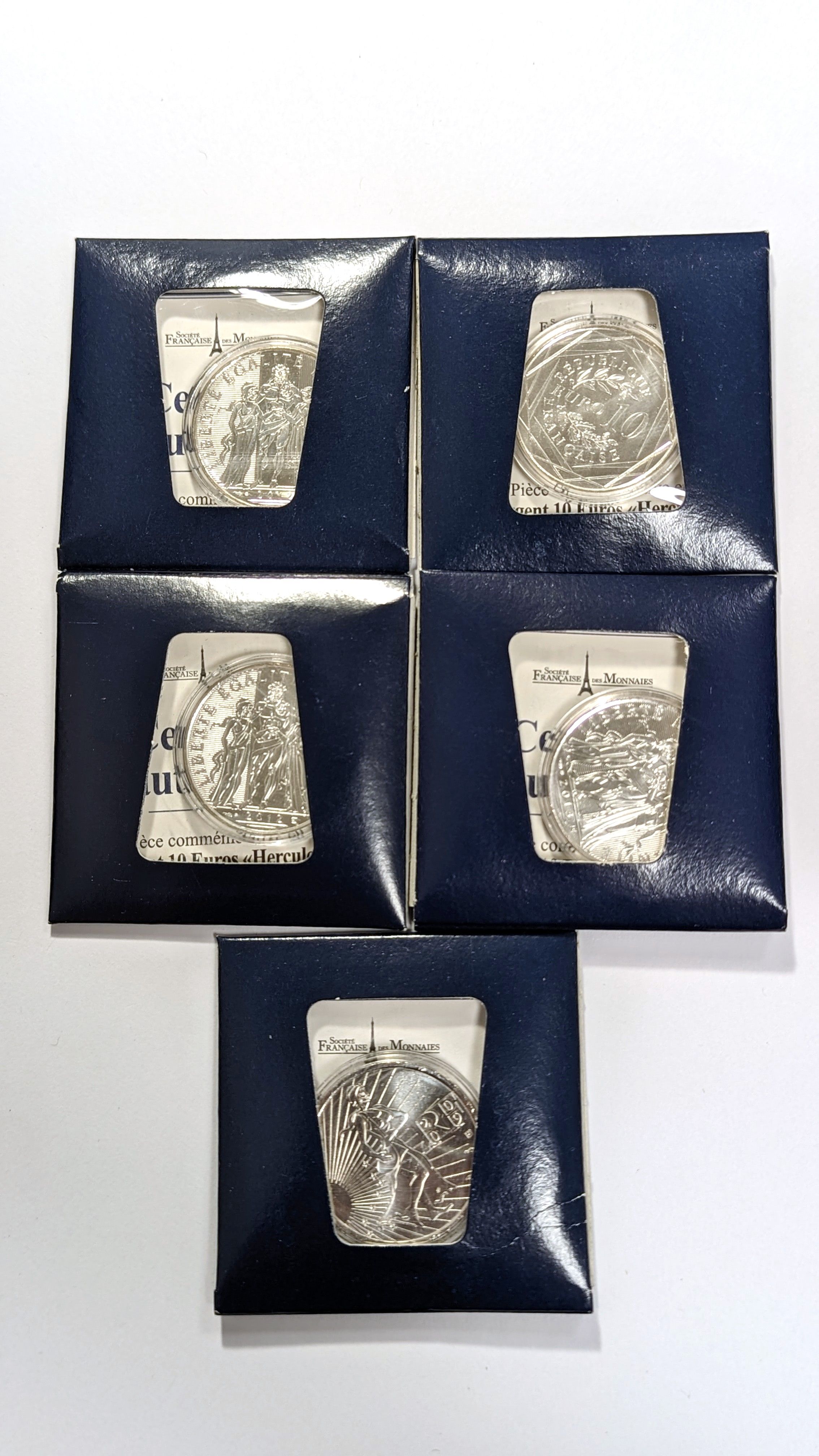 5 PIECES DE 10 EUROS en argent. Commémoratives....