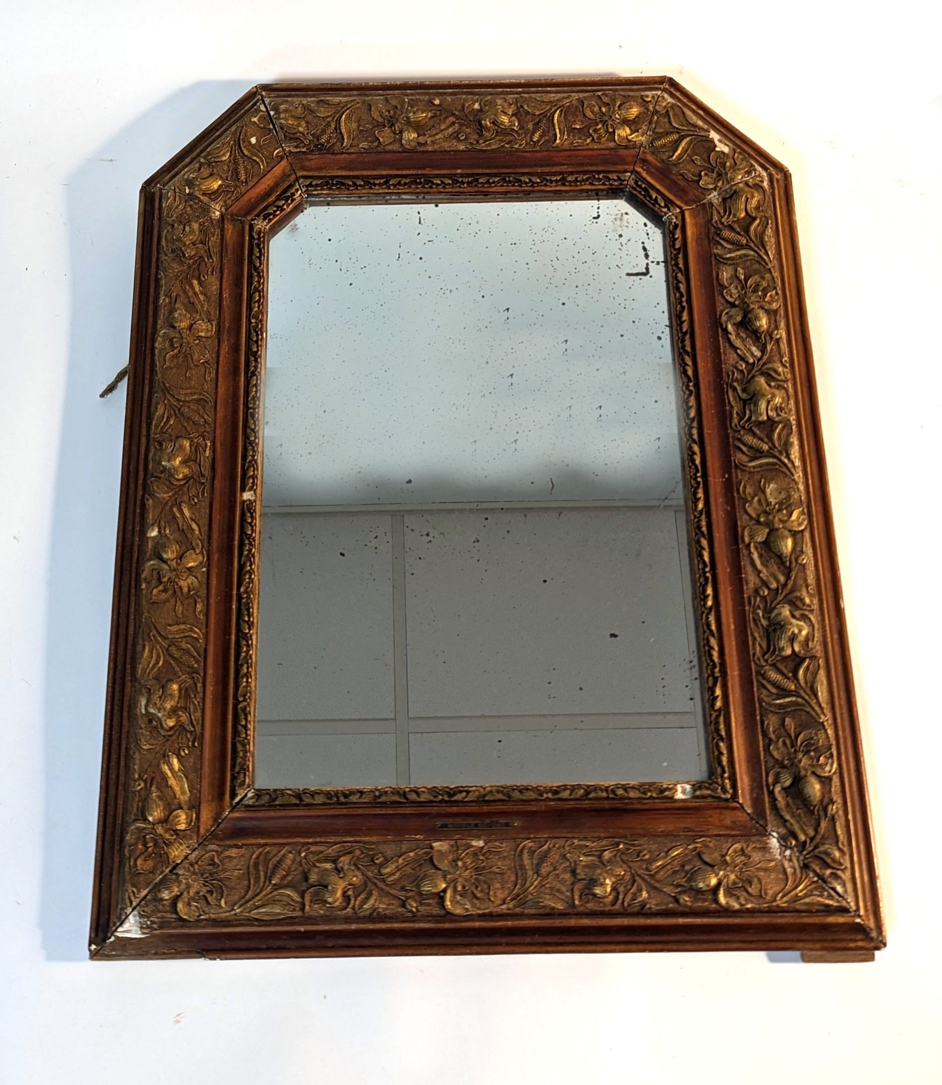 MIROIR au mercure rectangulaire à pans en...