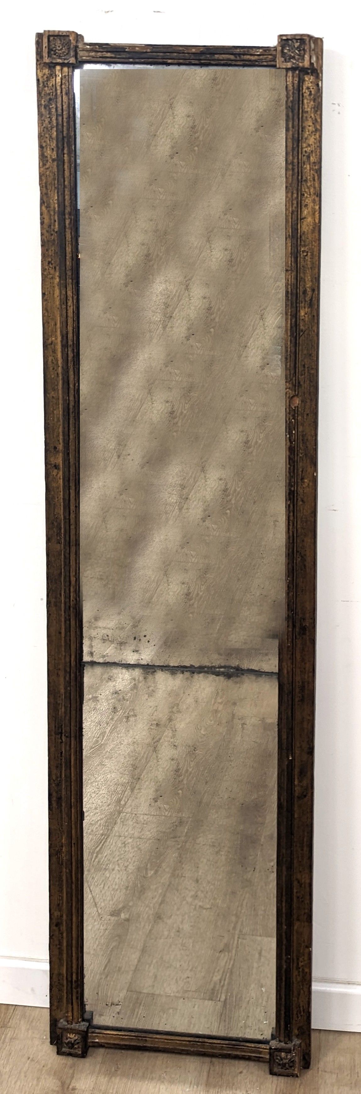 MIROIR au mercure rectangulaire en bois et...