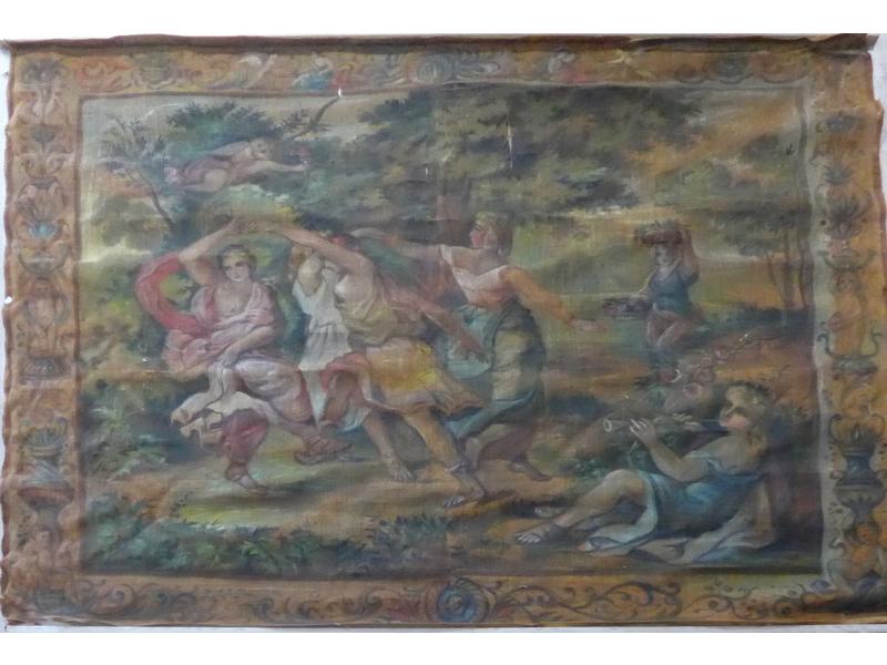 PROJET DE TAPISSERIE peint sur toile représentant...