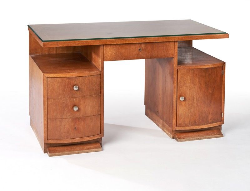 BUREAU rectangulaire en bois de placage ouvrant...