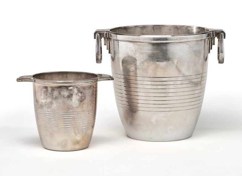 RARE SEAU A CHAMPAGNE en argent (950) de...