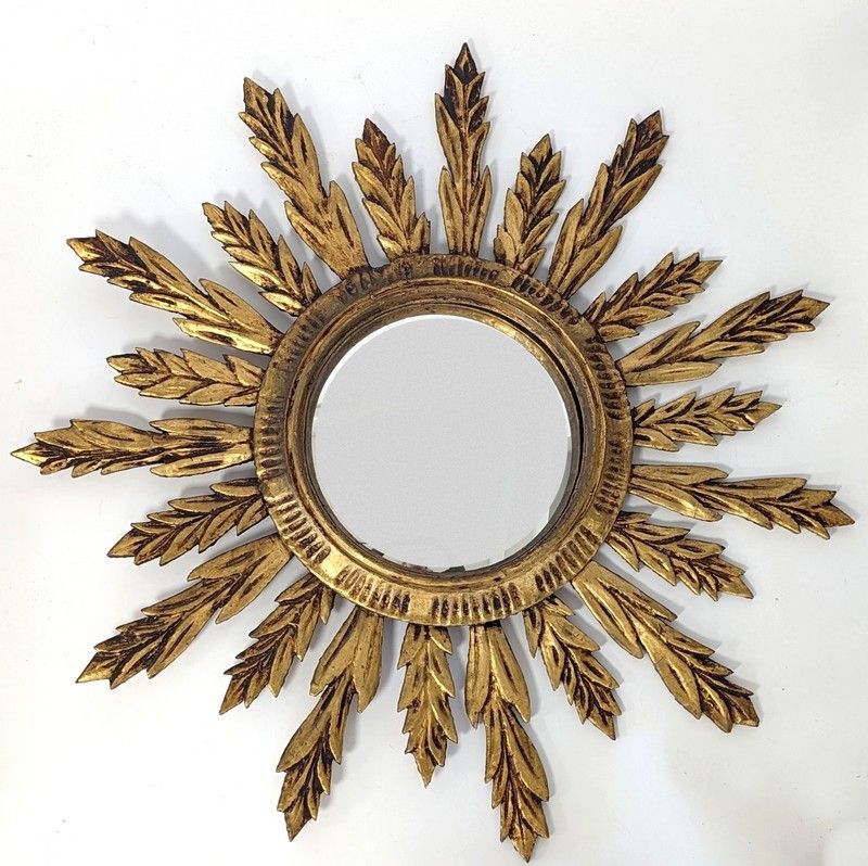 MIROIR SORCIERE circulaire en bois doré et...