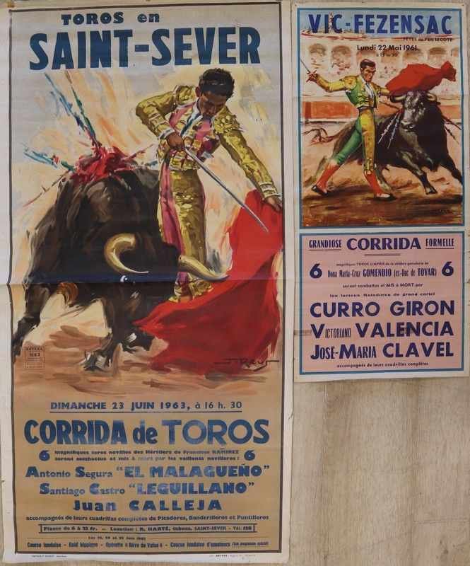 TROIS AFFICHES DE CORRIDAS lithographiées...