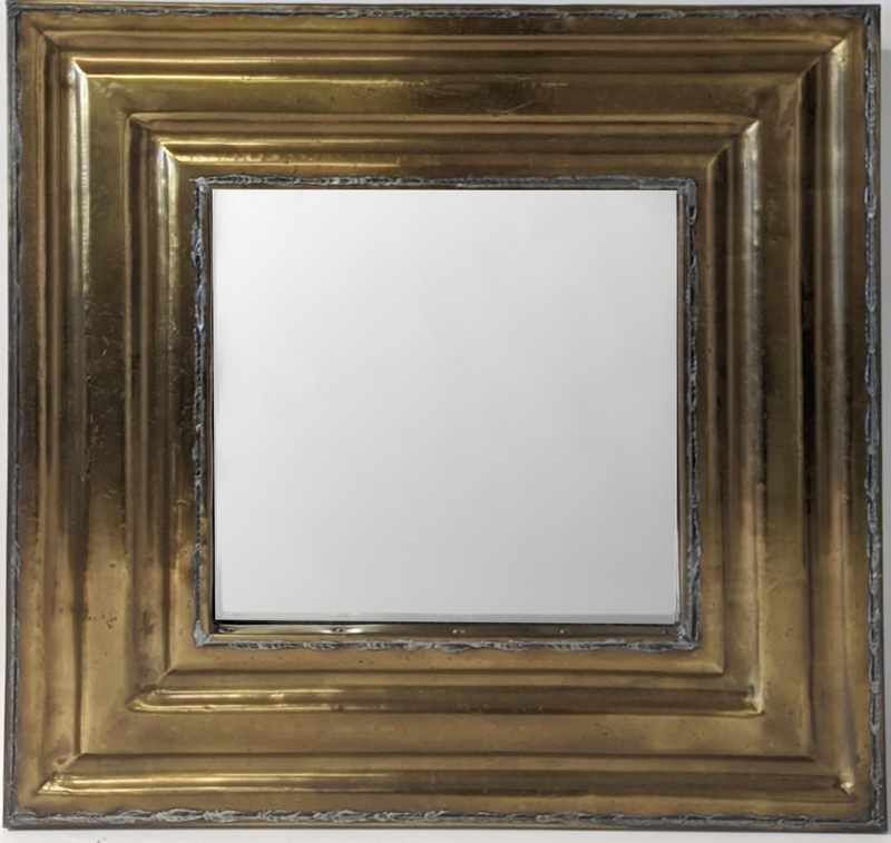 MIROIR carré dans un cadre en laiton mou...