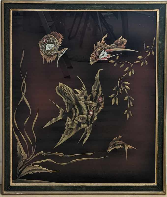PANNEAU en laque dans le goût chinois représentant...