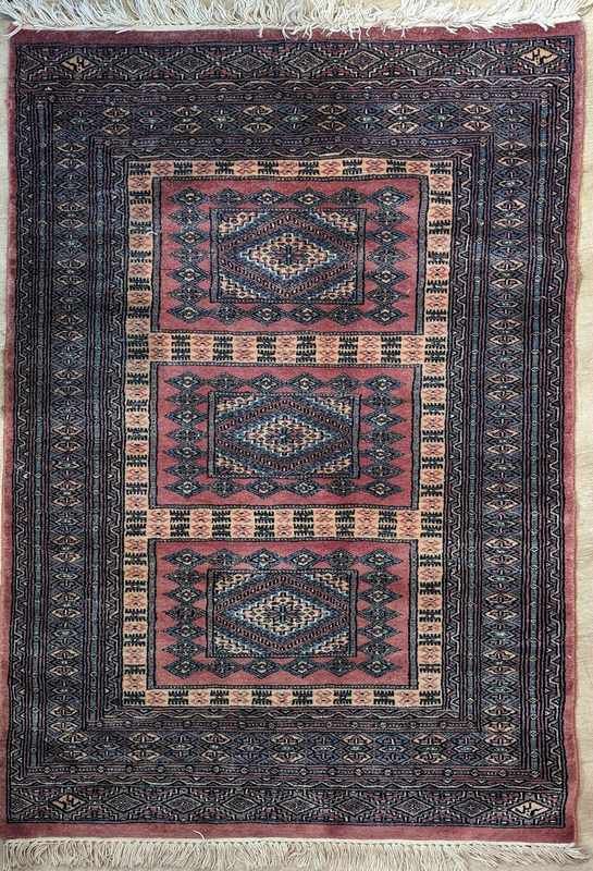TAPIS rectangulaire en laine polychrome à...