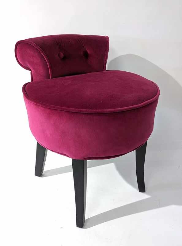 TABOURET circulaire en bois teinté noir et...
