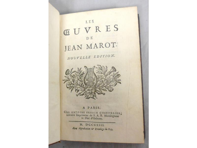 MAROT (C.) : Les Œuvres. Coustelier, 1723....