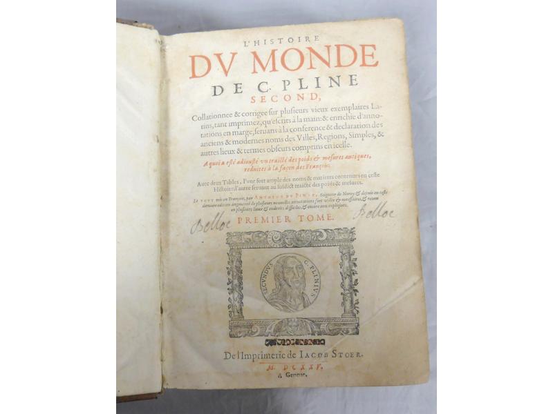 PLINE, L'Histoire du monde, 1625, un volume...