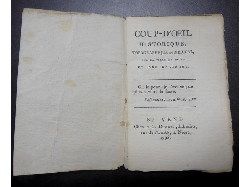 [GUILLEMEAU] COUP D'OEIL HISTORIQUE TOPOGRAPHIQUE...