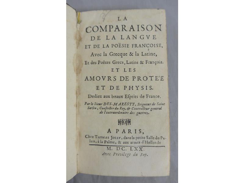 "La Comparaison de la langue et de la poësie...