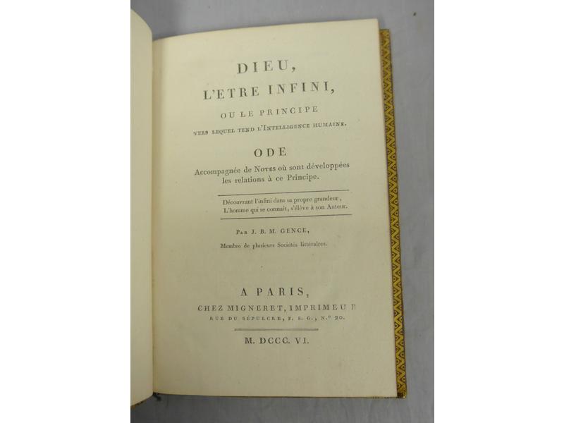 ODE SUR L'ETRE INFINI, Dieu l'être infini,...