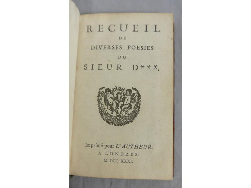 RECUEIL DE DIVERSES POESIES DU SIEUR D, imprimé...