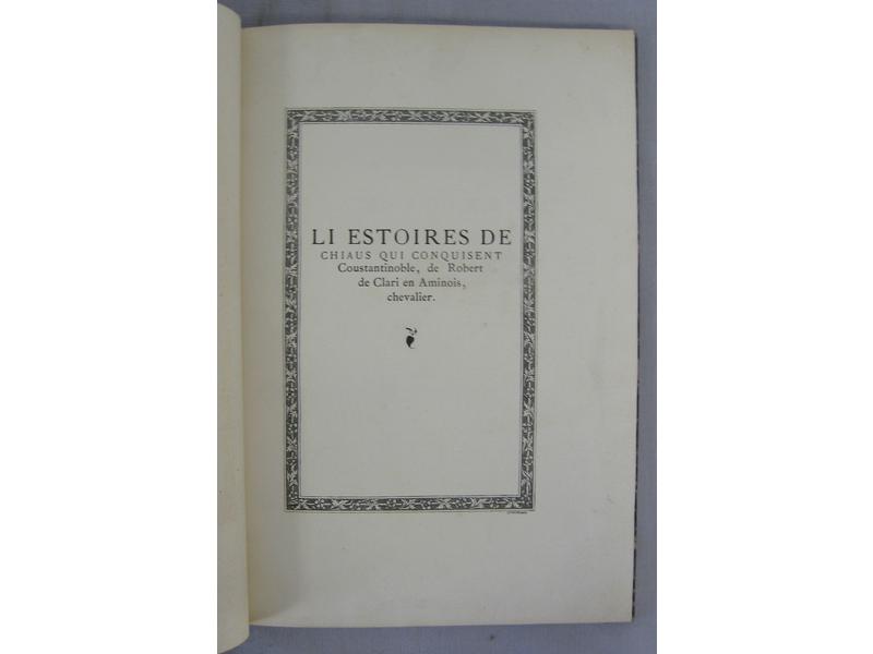 CLARI (R. de) : Li Estoires de Chiaus qui...