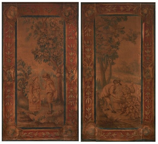 DEUX TOILES PEINTES dites projets de tapisserie...