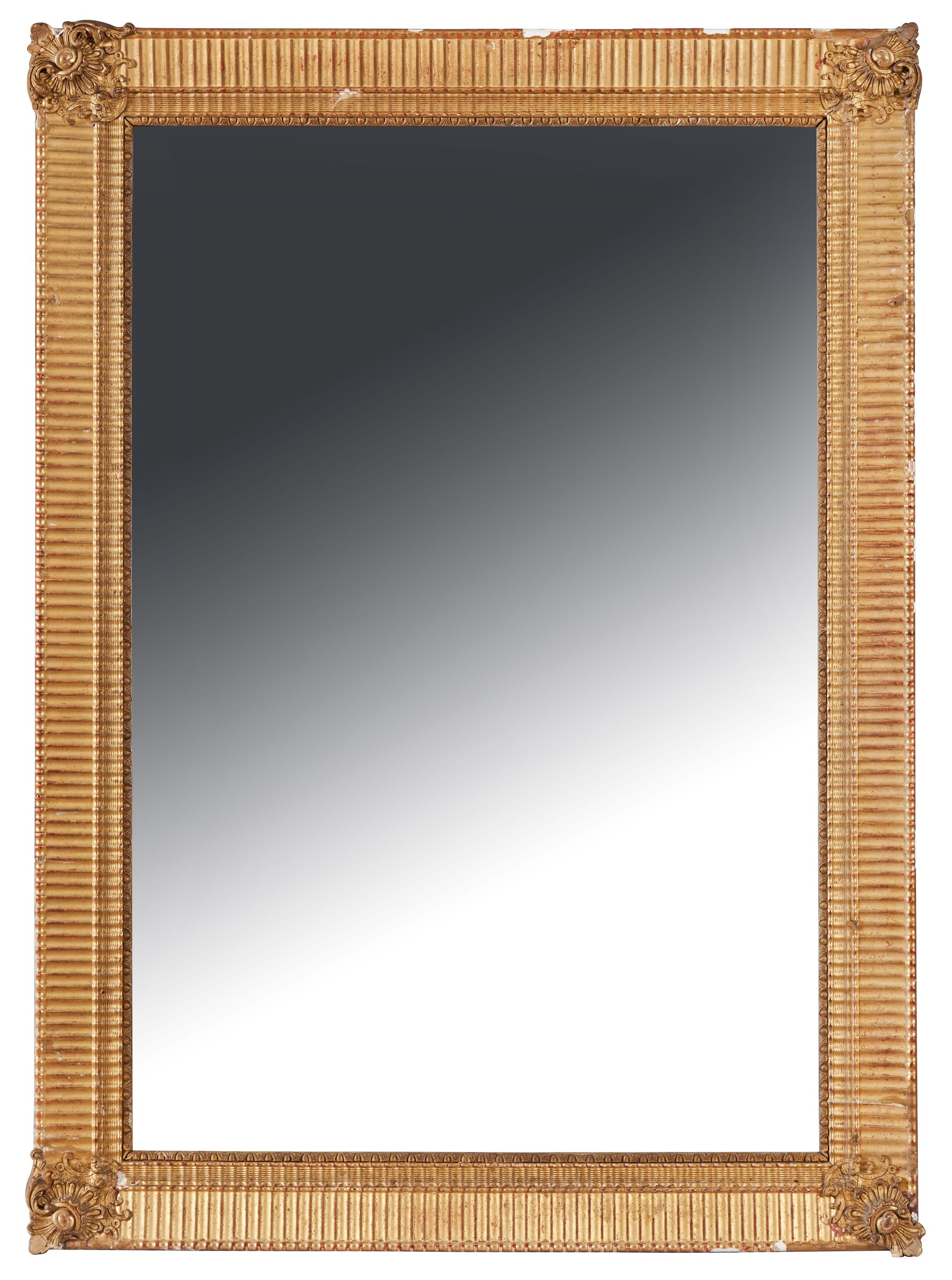 MIROIR rectangulaire en bois et stuc doré...