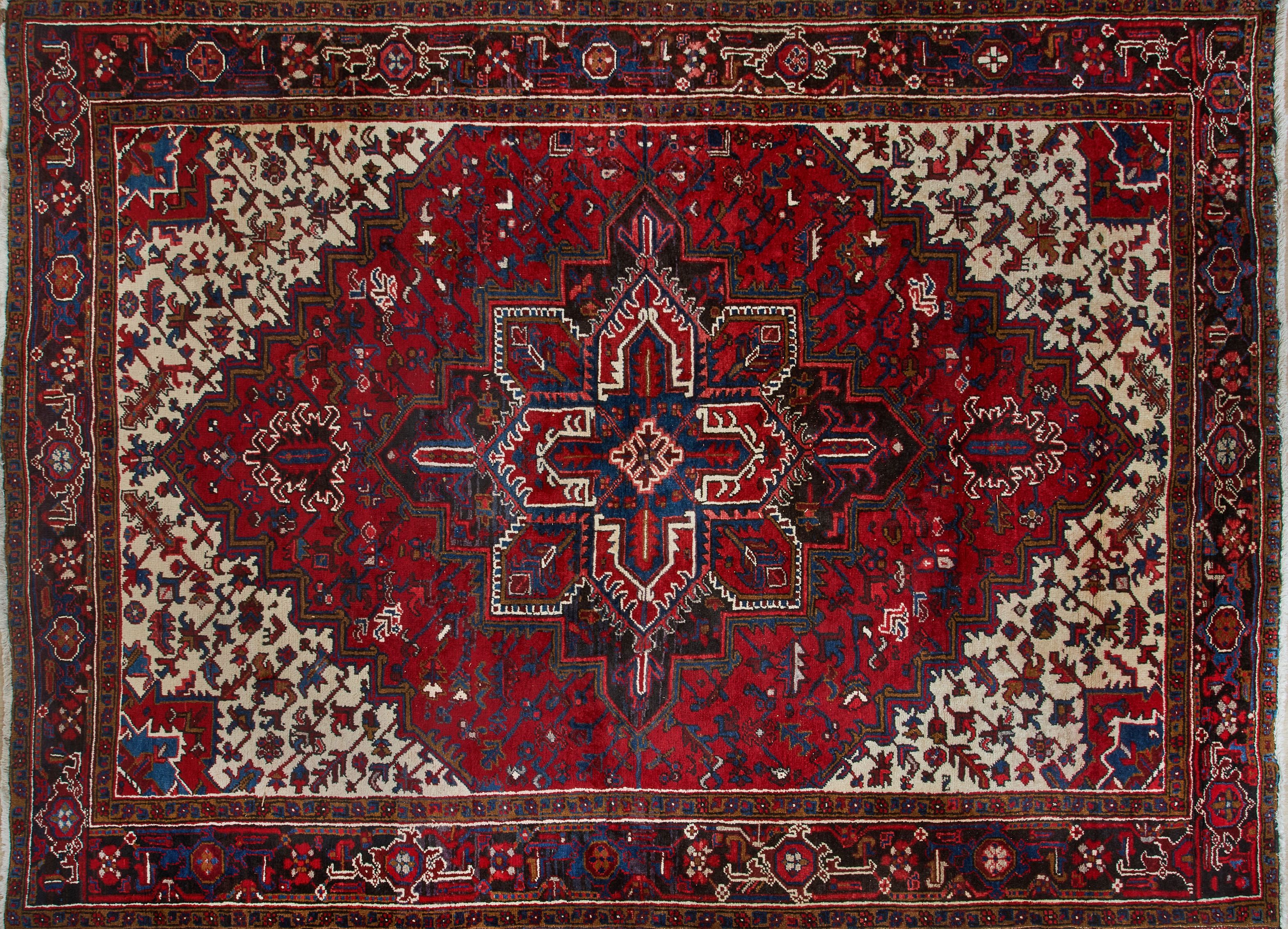 IMPORTANT TAPIS rectangulaire en laine polychrome...