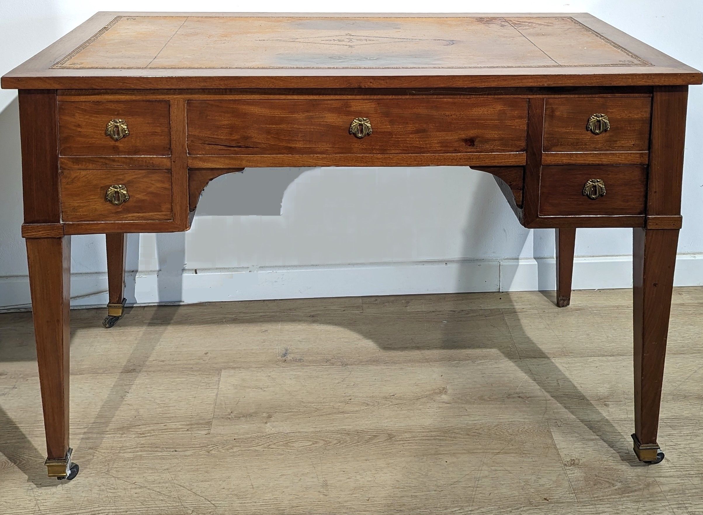PETIT BUREAU PLAT en bois naturel mouluré...