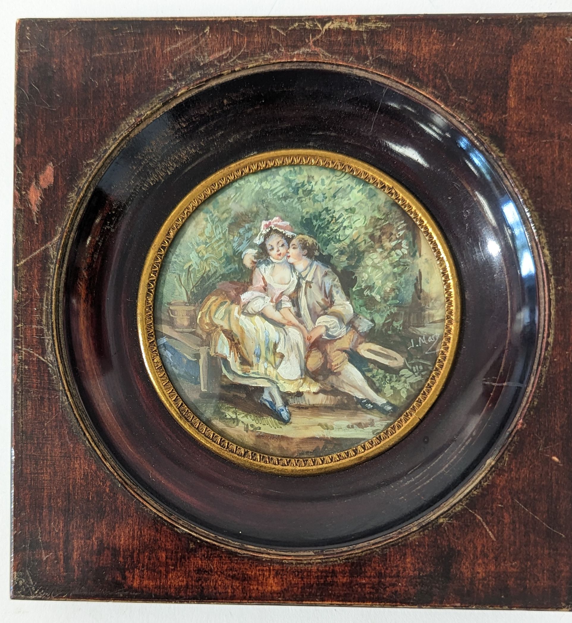 MINIATURE ronde gouachée représentant une...