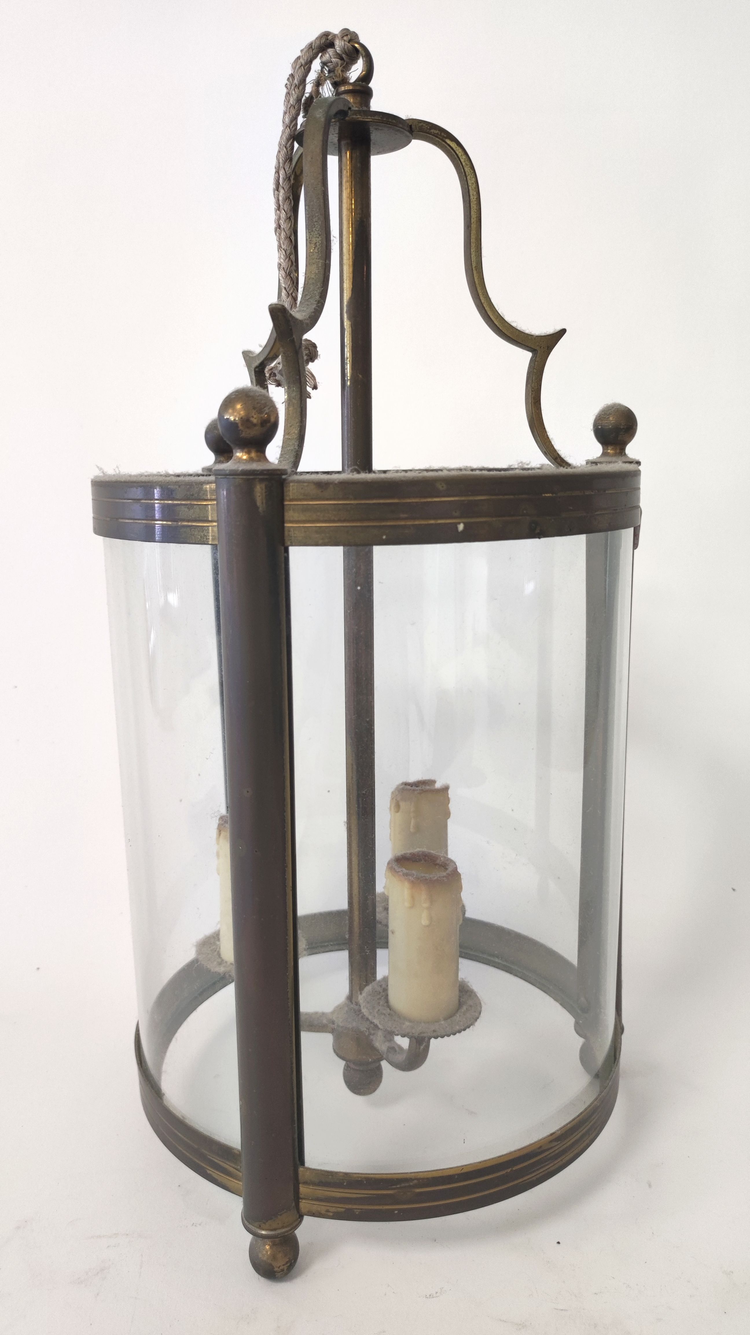LANTERNE circulaire en verre et monture en...