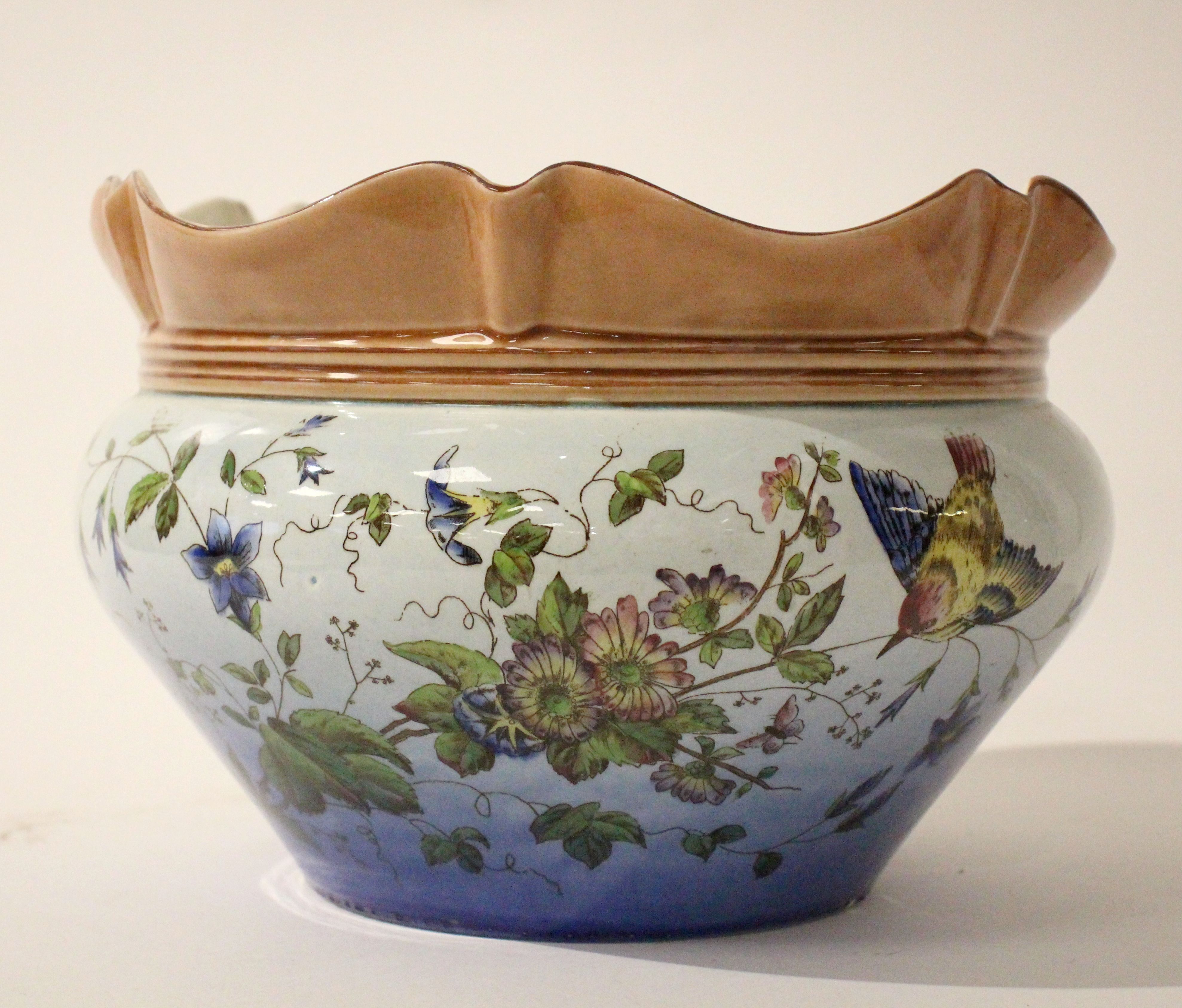 CACHE-POT en céramique émaillée polychrome...
