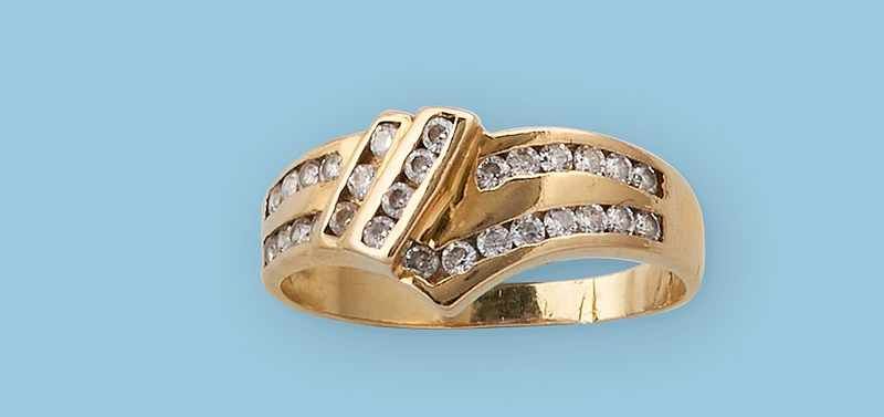 BAGUE jonc asymétrique en or (750) ornée...