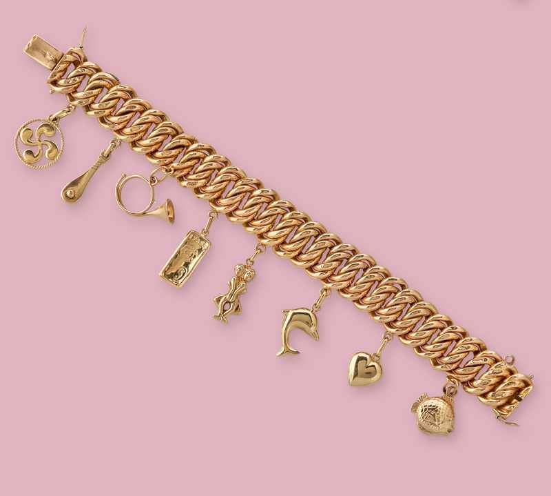BRACELET SOUPLE en or jaune (750 mm) sertie...