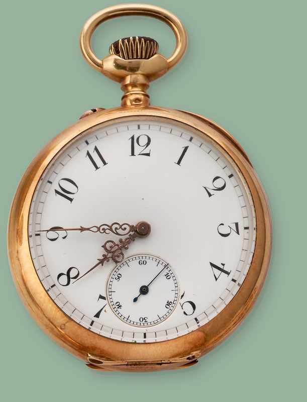 MONTRE DE POCHE en or (750) avec cache-poussière...