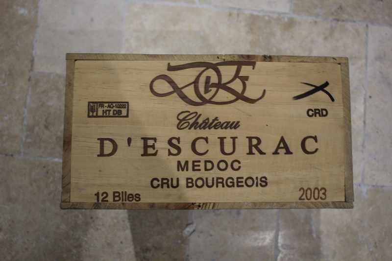 12 Blles CH. D'ESCURAC Médoc CB, 2003