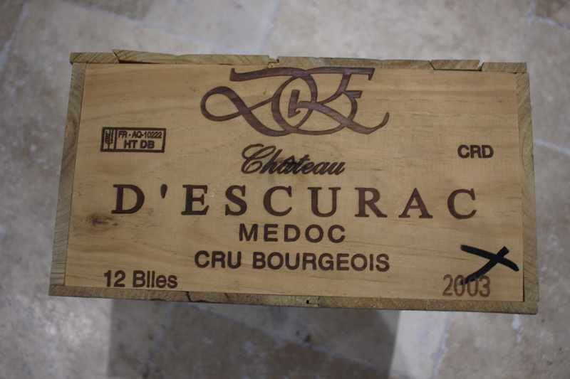 10 Blles CH. D'ESCURAC Médoc CB, 2003