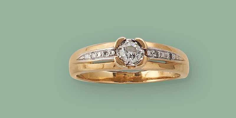 BAGUE en or (750) ornée d'un diamant taille...