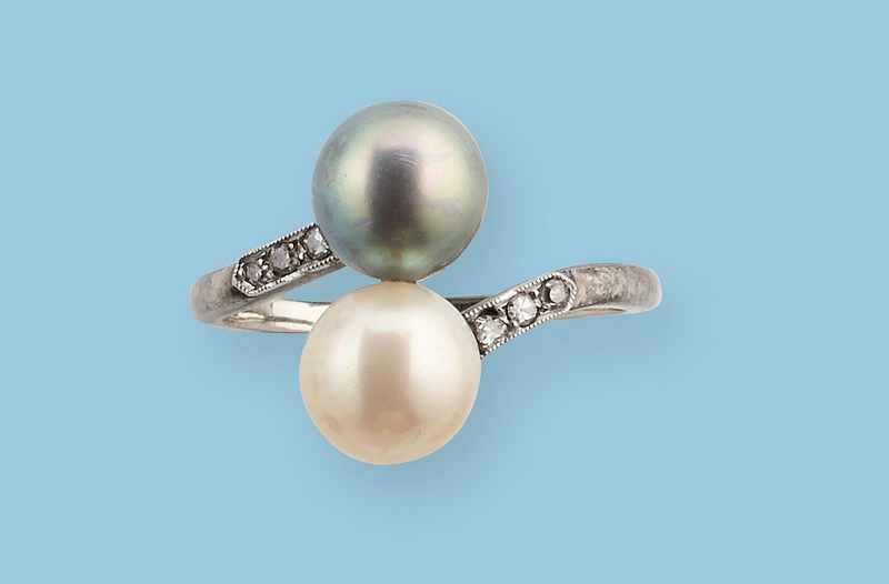 BAGUE Toi et Moi, en or gris (750) et platine,...