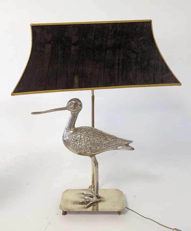 LAMPE DE TABLE en bronze et bronze argenté,...