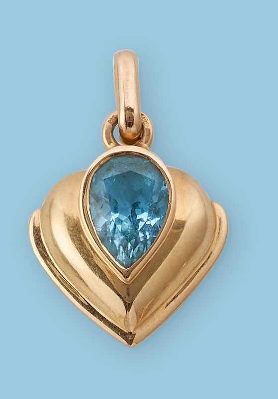 PENDENTIF coeur en or (750mm) et topaze ...