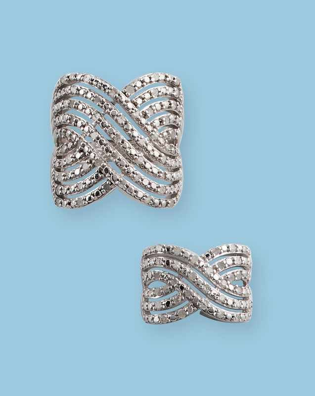 BAGUE et PENDENTIF en argent (925mm) pavés...